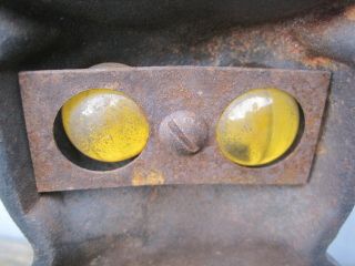 Vintage Iron Owl Andirons Amber Glass Eyes Fireplace Decor Cast Iron Ornate 9