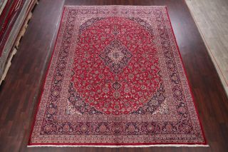 VINTAGE Traditional Floral Oriental Area RUG Hand - Knotted Wool RED Carpet 10x12 3