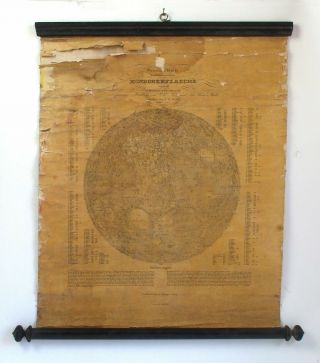 Antique 19th C Map Of The Moon,  Berlin,  Germany,  1837 Wilhelm Beer & Madler