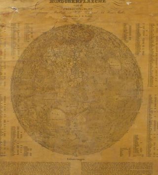 Antique 19th C map of the Moon,  Berlin,  Germany,  1837 Wilhelm Beer & Madler 4