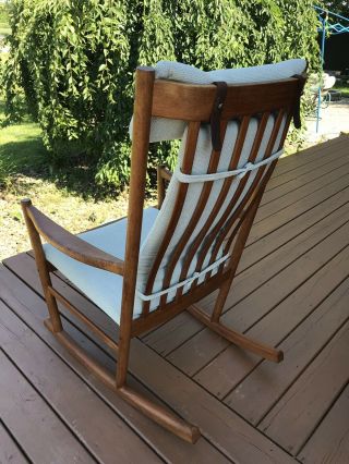 Danish Modern Teak Rocking Chair with Seat and Backrest Cushion,  made 01/04/1981 2