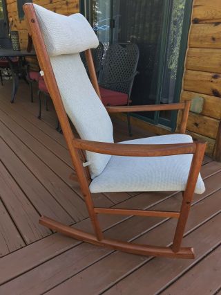 Danish Modern Teak Rocking Chair with Seat and Backrest Cushion,  made 01/04/1981 4