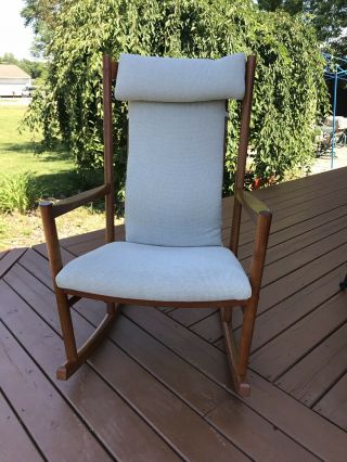 Danish Modern Teak Rocking Chair with Seat and Backrest Cushion,  made 01/04/1981 7