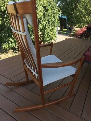 Danish Modern Teak Rocking Chair with Seat and Backrest Cushion,  made 01/04/1981 8
