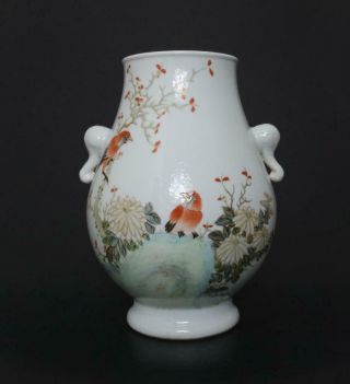 Perfect Antique Chinese Porcelain Famille - Rose Vase Xu Dasheng Mark - Bird&mum