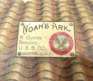 Antique Wooden Noah ' s Ark Baking Company Cookie Box Circa 1900 Toy 2