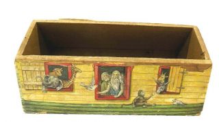 Antique Wooden Noah ' s Ark Baking Company Cookie Box Circa 1900 Toy 5