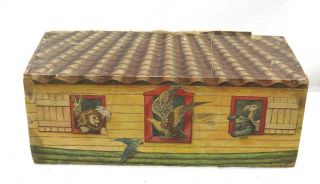 Antique Wooden Noah ' s Ark Baking Company Cookie Box Circa 1900 Toy 7