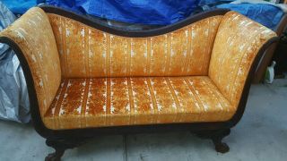 Antique 1830 - 60 Federal American Empire Clawed Footed Sofa Couch