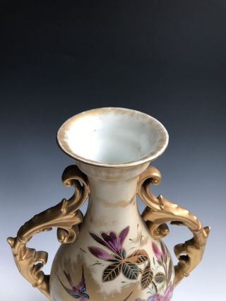 A Large Antique Porcelain European Hand Painted Flower Vase 4
