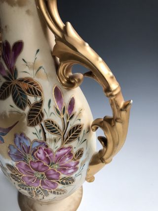 A Large Antique Porcelain European Hand Painted Flower Vase 5