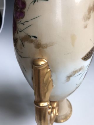 A Large Antique Porcelain European Hand Painted Flower Vase 9
