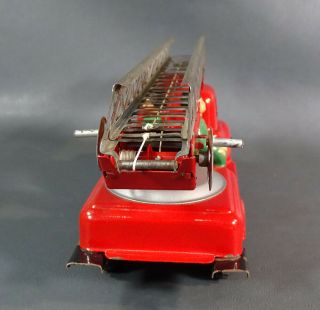 1970 ' s Poland Wroclaw Palart Fire Truck Fire - engine Ladder w Fireman tin Toy 8 6
