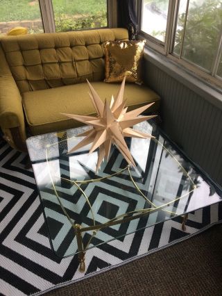 Vintage LaBarge Italian coffee table.  Regency.  Brass & beveled glass gorgeous 6