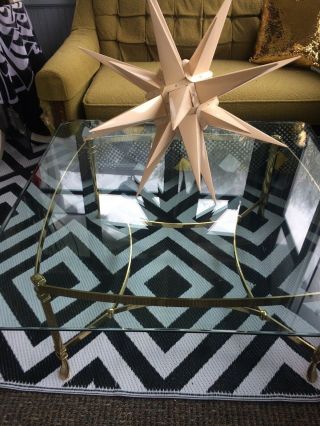 Vintage LaBarge Italian coffee table.  Regency.  Brass & beveled glass gorgeous 7