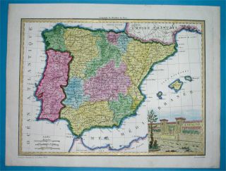 1812 Map Spain Catalonia Navarre Castilla Andalusia Portugal