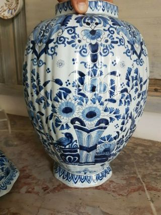 and large vase faience 18th century,  Delft,  bird decor,  signed 10
