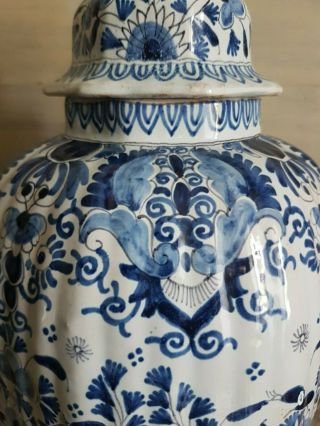 and large vase faience 18th century,  Delft,  bird decor,  signed 3
