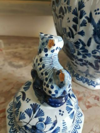 and large vase faience 18th century,  Delft,  bird decor,  signed 6