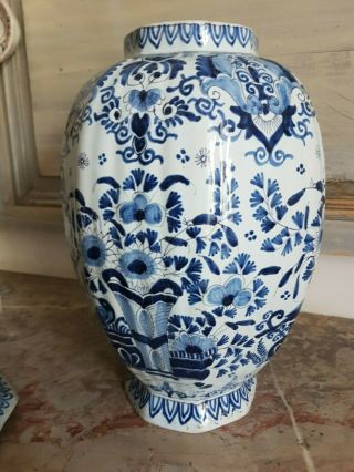 and large vase faience 18th century,  Delft,  bird decor,  signed 9