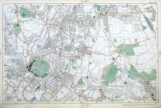 London - 1904,  Beckenham,  Sydenham,  Crystal Palace,  Antique Map