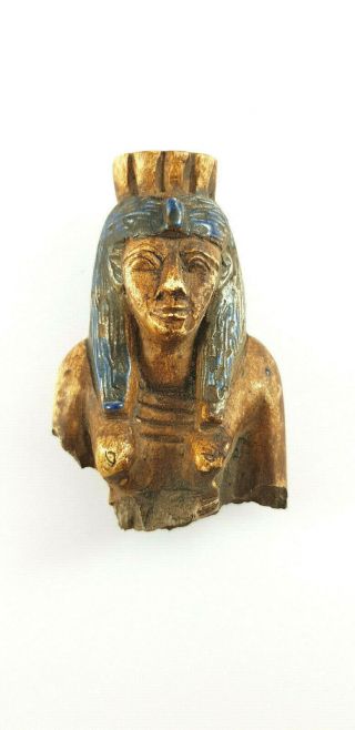 Egyptian Antiques Queen Sculpture Isis Hathor Faience Amulet