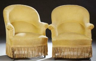 Charming Upholstered Bergeres,  Early 1900s
