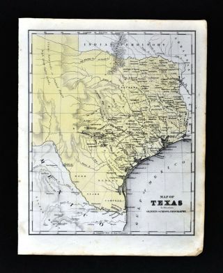 1844 Olney Atlas Map Texas Austin Houston San Antonio Galveston Dallas Mexico