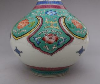 Antique Chinese Porcelain Peach&Flower Famille - Rose Vase Qianlong Marked 6