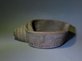 Pre Columbian sacrificial ritual shell bowl ceramic condor wTLtestReport Chavin 3