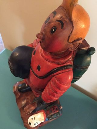VINTAGE HIGHLY COLLECTIBLE LARGE TINTIN ASTRONAUT WOOD STATUE 5