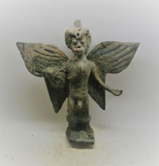 Very Rare Ancient Luristan Bronze Idol Winged Figure Circa 1000bce