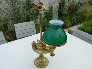 Fine Wild & Wessel Victorian Harvard Student " Aladdin Style` " Brass Oil Lamp