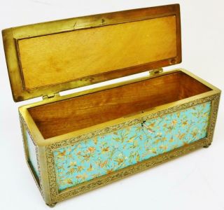 Wow Antique French Top Lockable Storage Box,  Hand Painted Panels & Bronze Frame 11