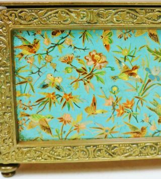 Wow Antique French Top Lockable Storage Box,  Hand Painted Panels & Bronze Frame 9