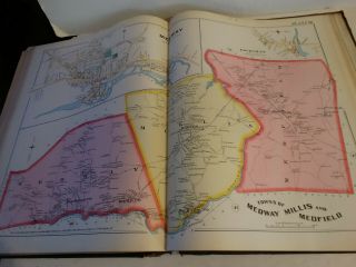 RARE Antique atlas 1888 robinsons norfolk county mass 46 plate color maps 10