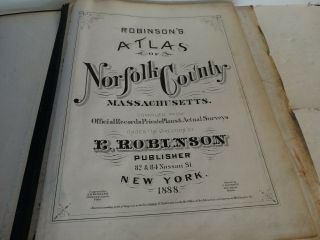 RARE Antique atlas 1888 robinsons norfolk county mass 46 plate color maps 2