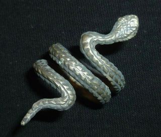 Viking Ancient Silver Snake Ring - Circa 7th - 9th Century Ad /948