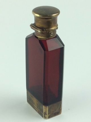 Antique Sampson Mordan Red Cut Glass Sterling Silver Perfume Bottle Vinaigrette