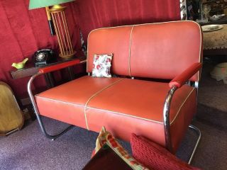Vintage Lloyd/haywood Wakefield Chrome Tubular Love Seat Unmarked