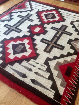 Antique Soft Wool Navajo Rug Blanket (1920 - 30) 45 " X49 1/2 "