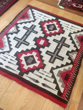 Antique Soft Wool Navajo Rug Blanket (1920 - 30) 45 
