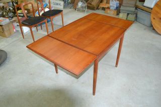 Danish MCM Teak Flip Top Extention Dining/Game Table - Stewart,  Juhl,  Wegner,  Olsen 2