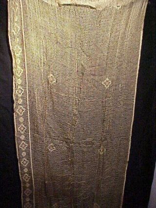 19thc Victorian Era Open Work Silk Lace Curtains 9 Panels - 3 Valances