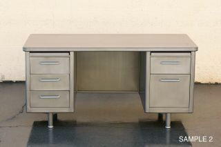 1960s McDowell Craig Tanker Desk,  Refinished in Natural Steel 10