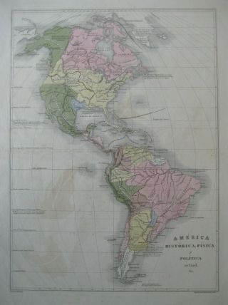 1840 " Atlas Of Venezuela " Map North & South America By Agustin Codazzi