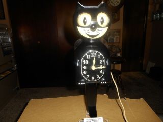 Vintage 1940 ' s Allied Mfg.  Co.  Jet Black Kit Cat Clock.  Condit 12