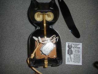 Vintage 1940 ' s Allied Mfg.  Co.  Jet Black Kit Cat Clock.  Condit 2