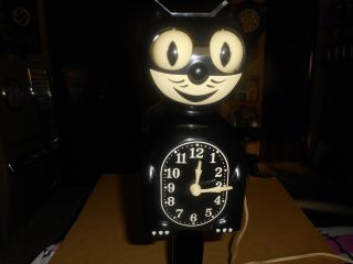 Vintage 1940 ' s Allied Mfg.  Co.  Jet Black Kit Cat Clock.  Condit 3