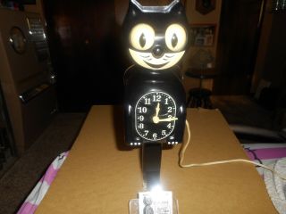Vintage 1940 ' s Allied Mfg.  Co.  Jet Black Kit Cat Clock.  Condit 7